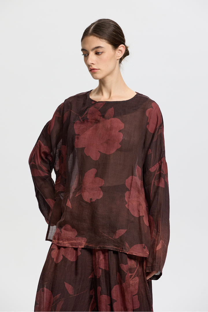 Thalia Print Linen Top