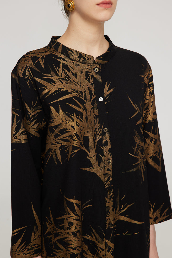 Conjunto de dos piernas anchas elegantes con estampado de hojas