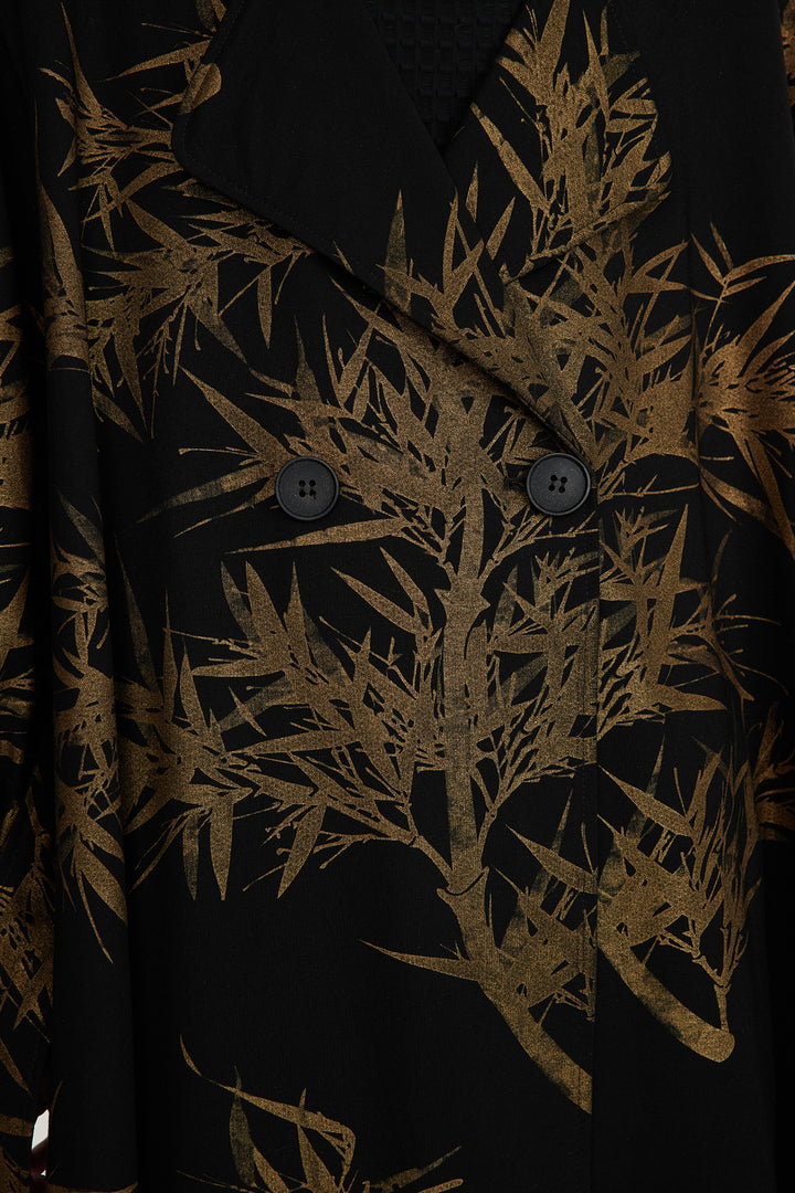 Casaco longo com estampa de folhas aconchegante e solto