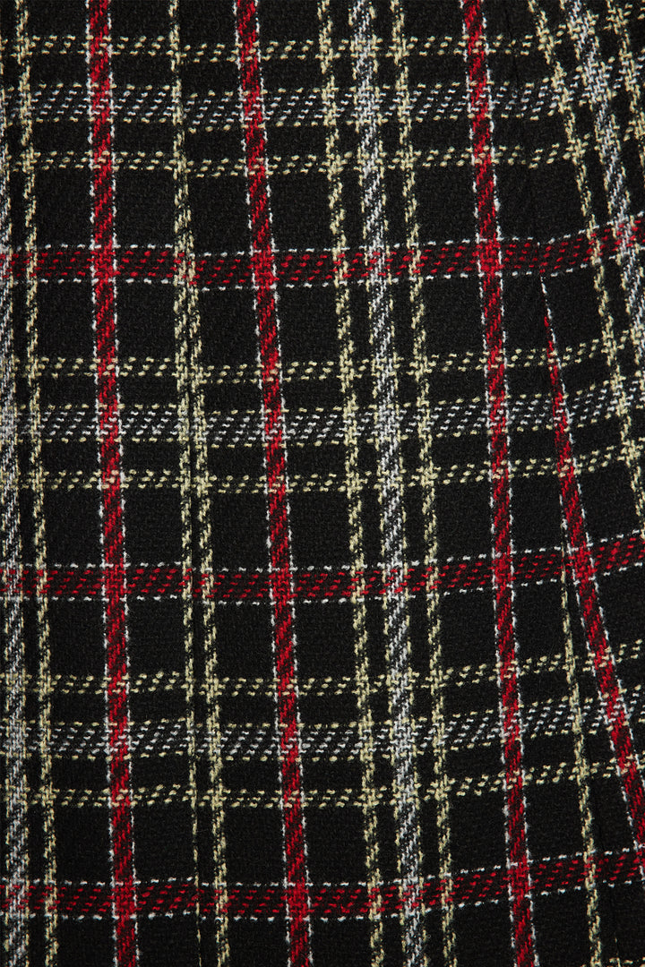 Casaco xadrez de lã com cintura fina