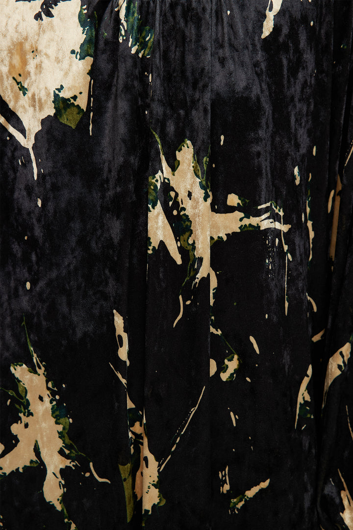 Vestido elegante de veludo HARRIS Mesh Splice preto