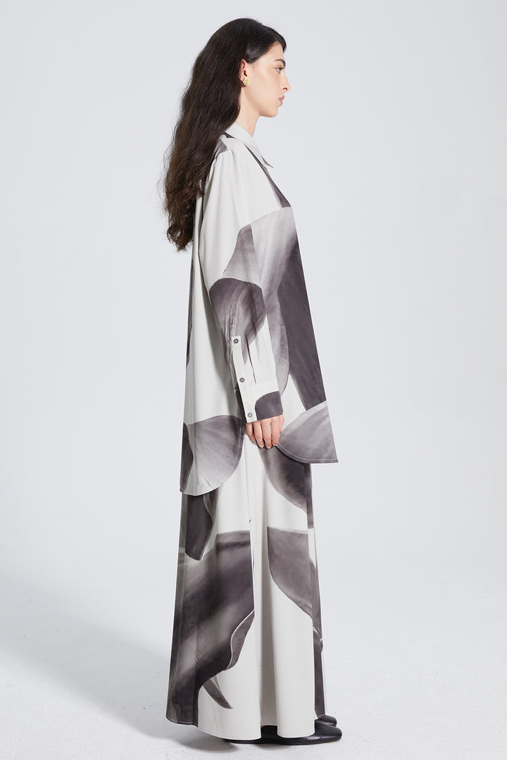 Conjunto de saia com estampa de tinta média