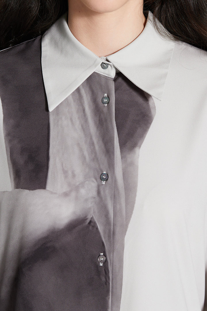 Conjunto de saia com estampa de tinta média