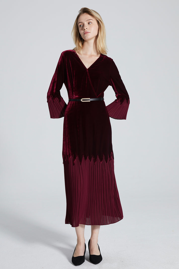 Tory V-Neck Pleated Dress