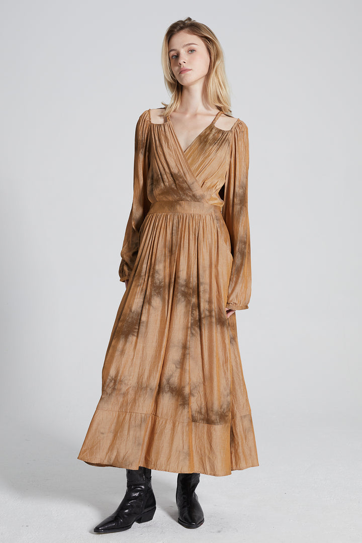 Ellora Vintage V-Neck Maxi Dress