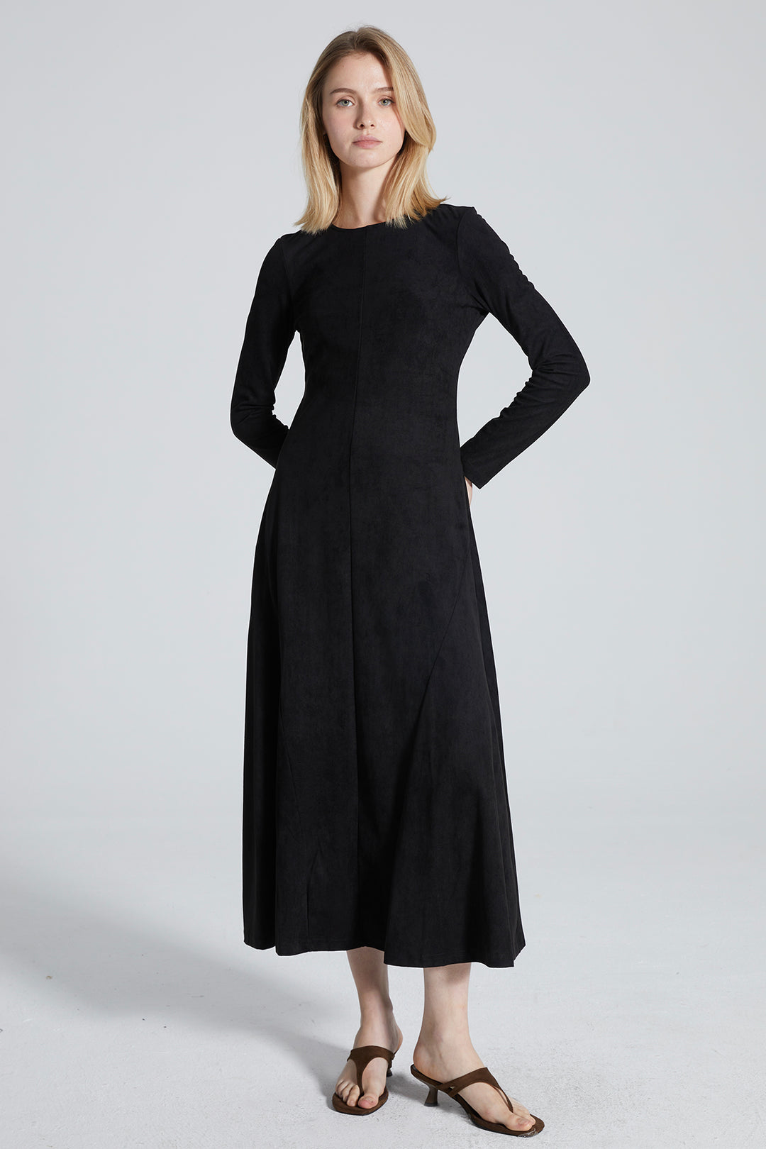 Billie Long Sleeve Solid Dress