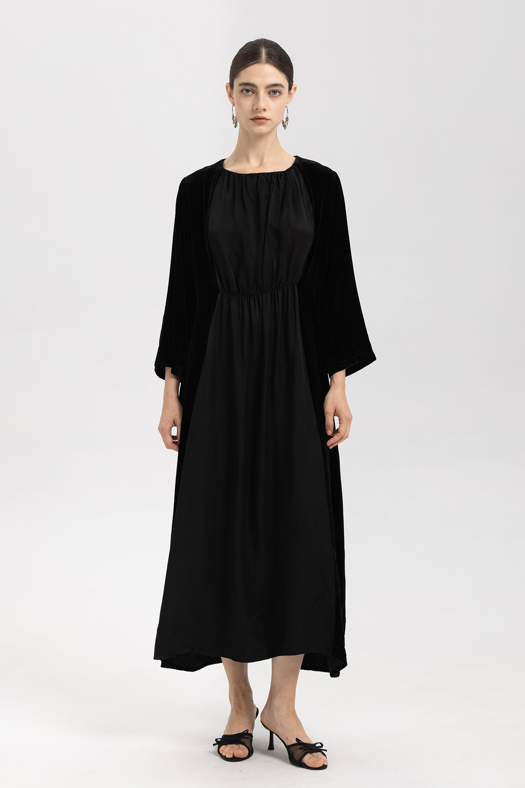 Elise Gathered Velvet Dress