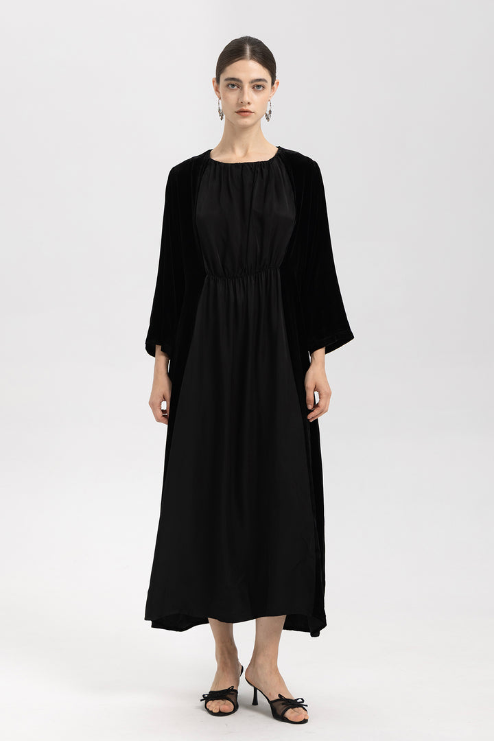 Elise Gathered Velvet Dress