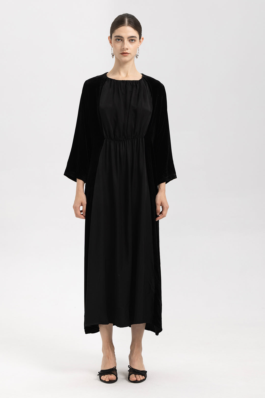 Elise Gathered Velvet Dress