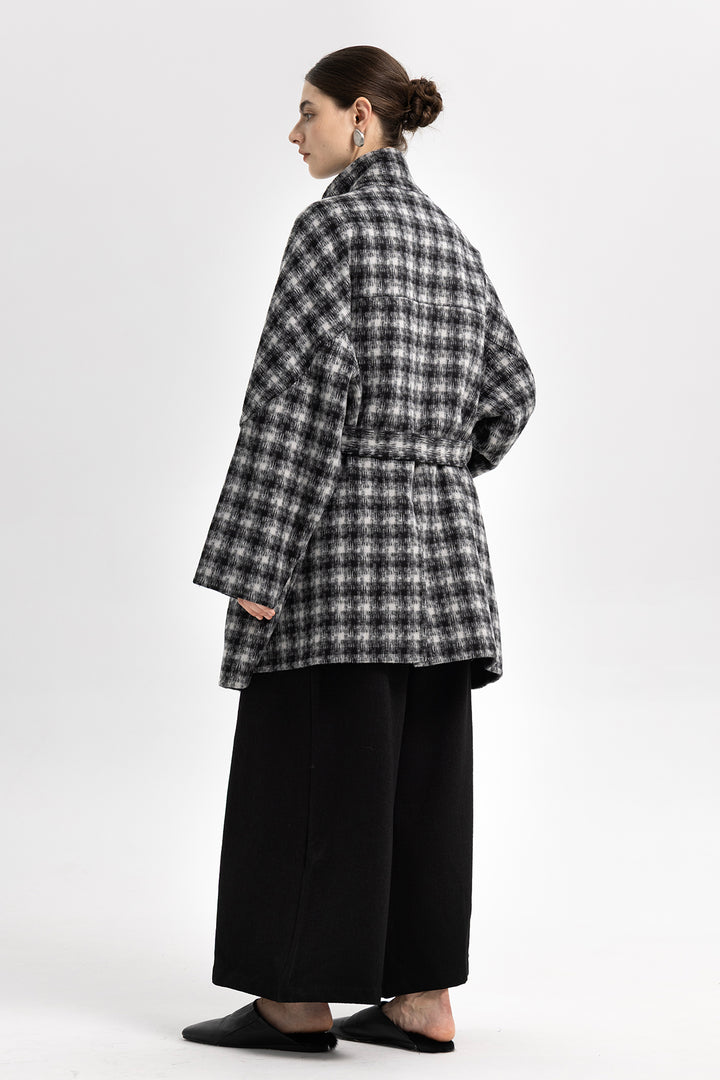 Maeve Wool Plaid Wrap Coat