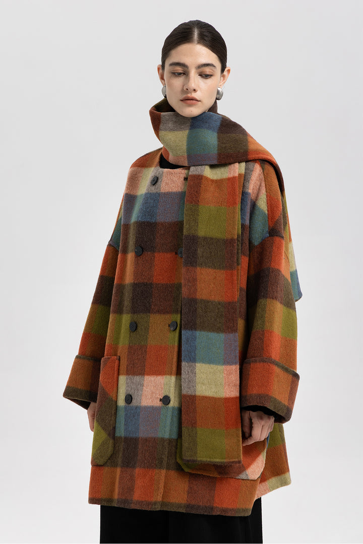 Ines Color Block Wool Coat