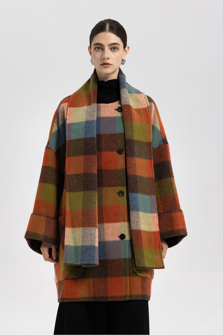 Ines Color Block Wool Coat