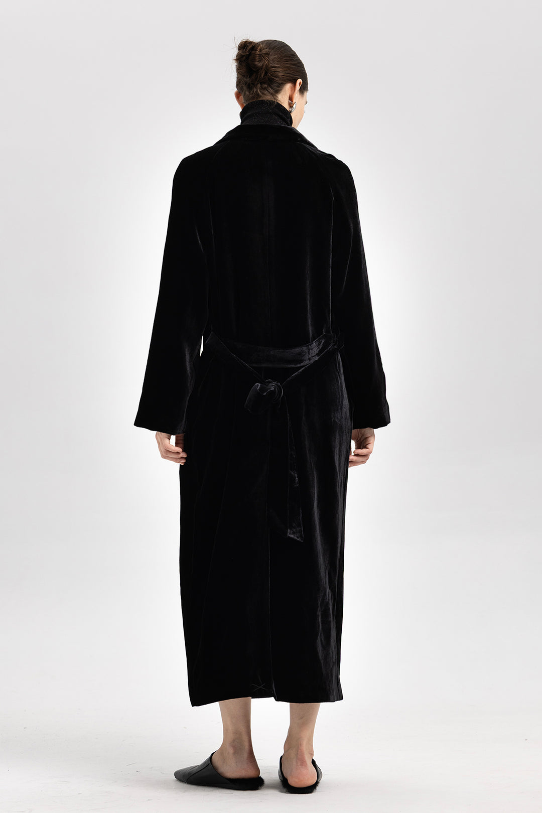 NOA Silk Velvet Double Breasted Trench-Style Coat