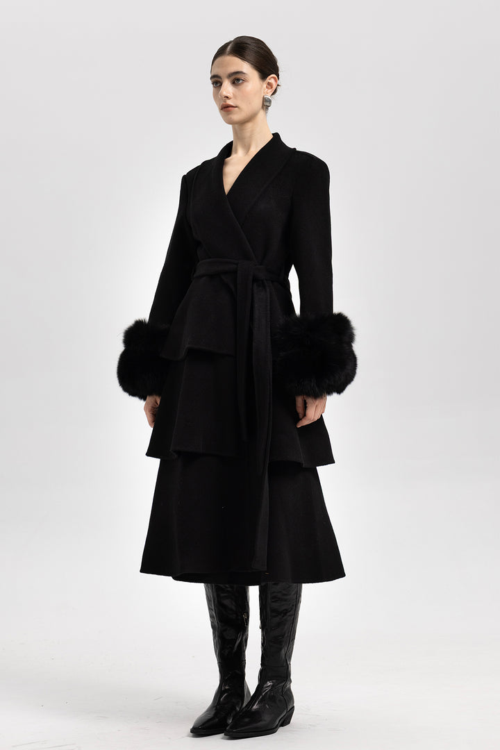 AYLA LAYERED WOOL WRAP COAT
