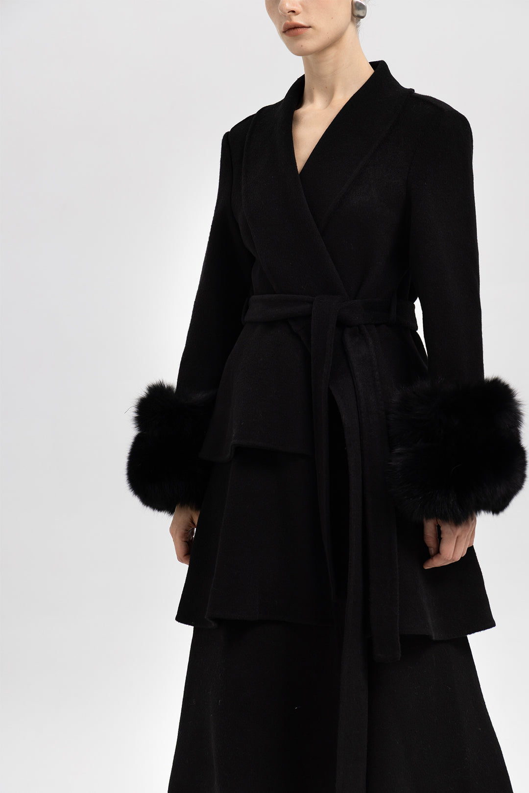 AYLA LAYERED WOOL WRAP COAT