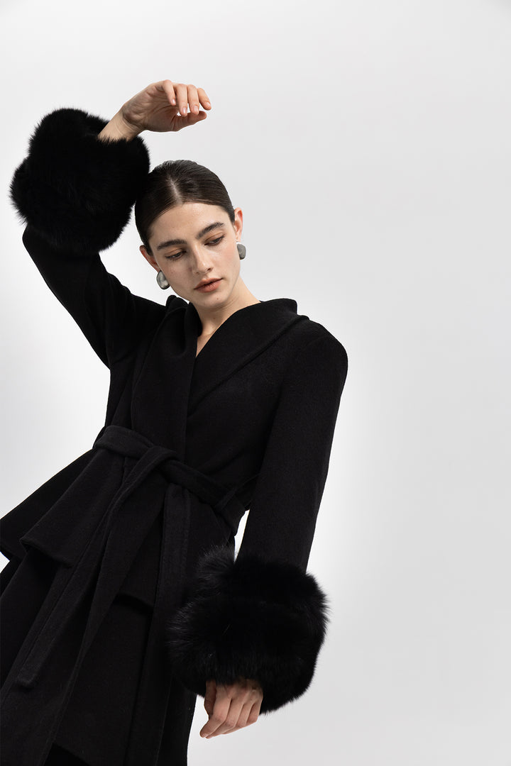 AYLA LAYERED WOOL WRAP COAT