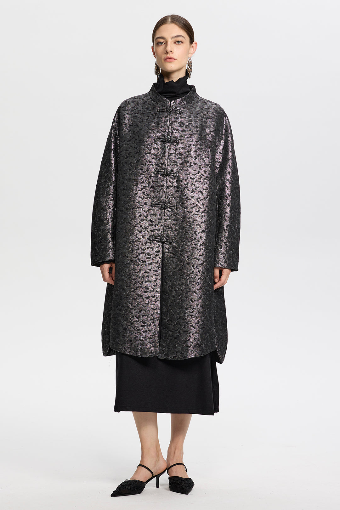 Seraphine Metallic Jacquard Coat
