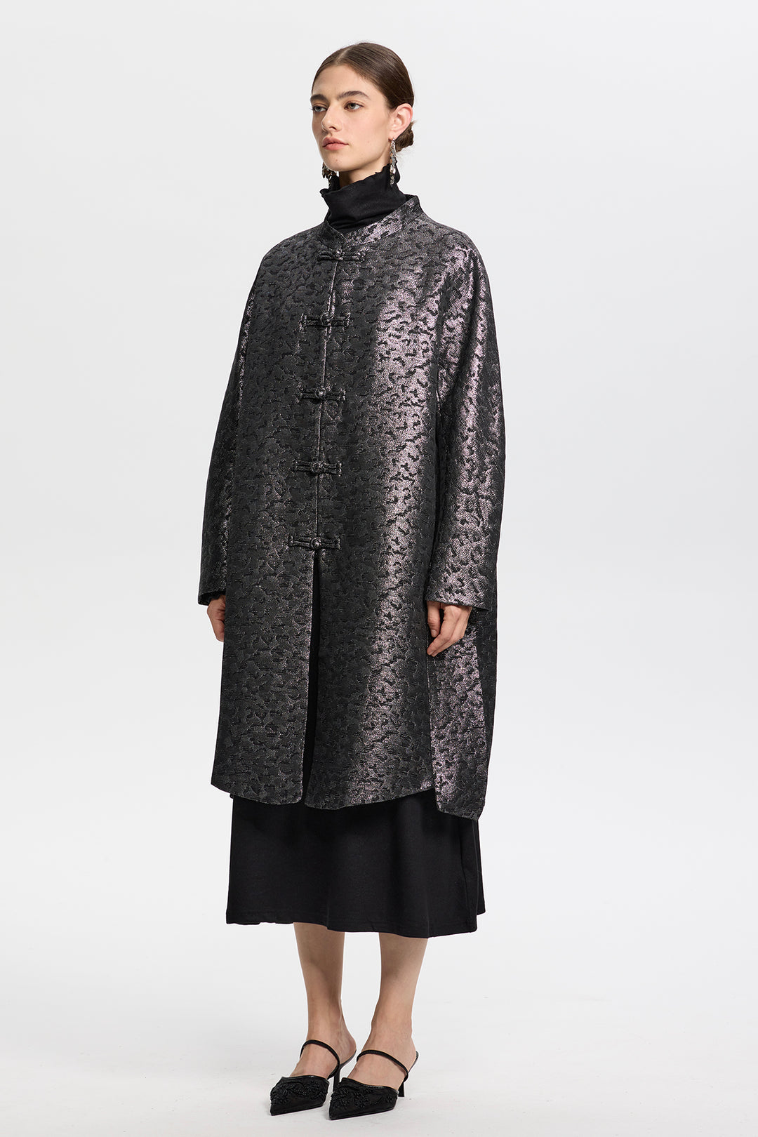 Seraphine Metallic Jacquard Coat