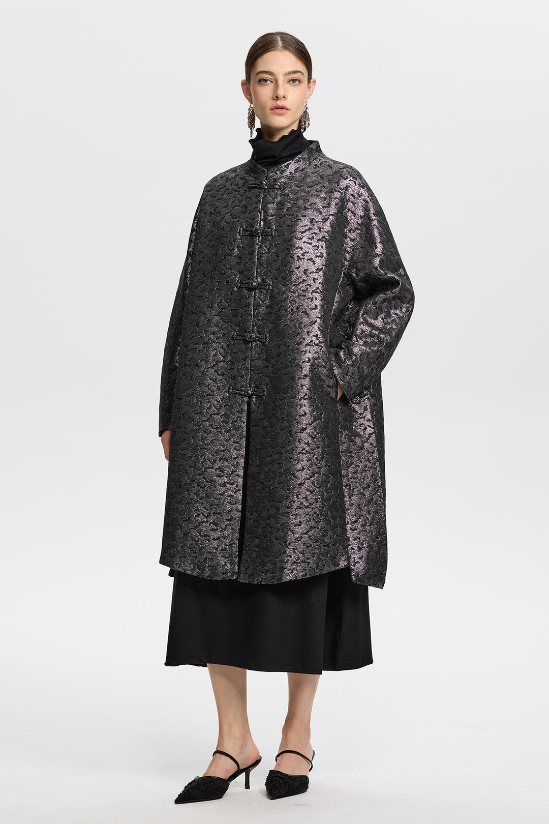 Seraphine Metallic Jacquard Coat