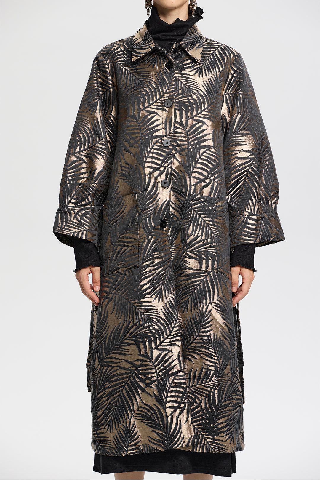 Aurora Jacquard Leaf Long Coat