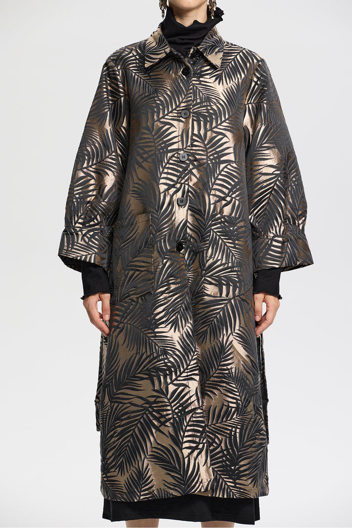 Aurora Jacquard Leaf Long Coat