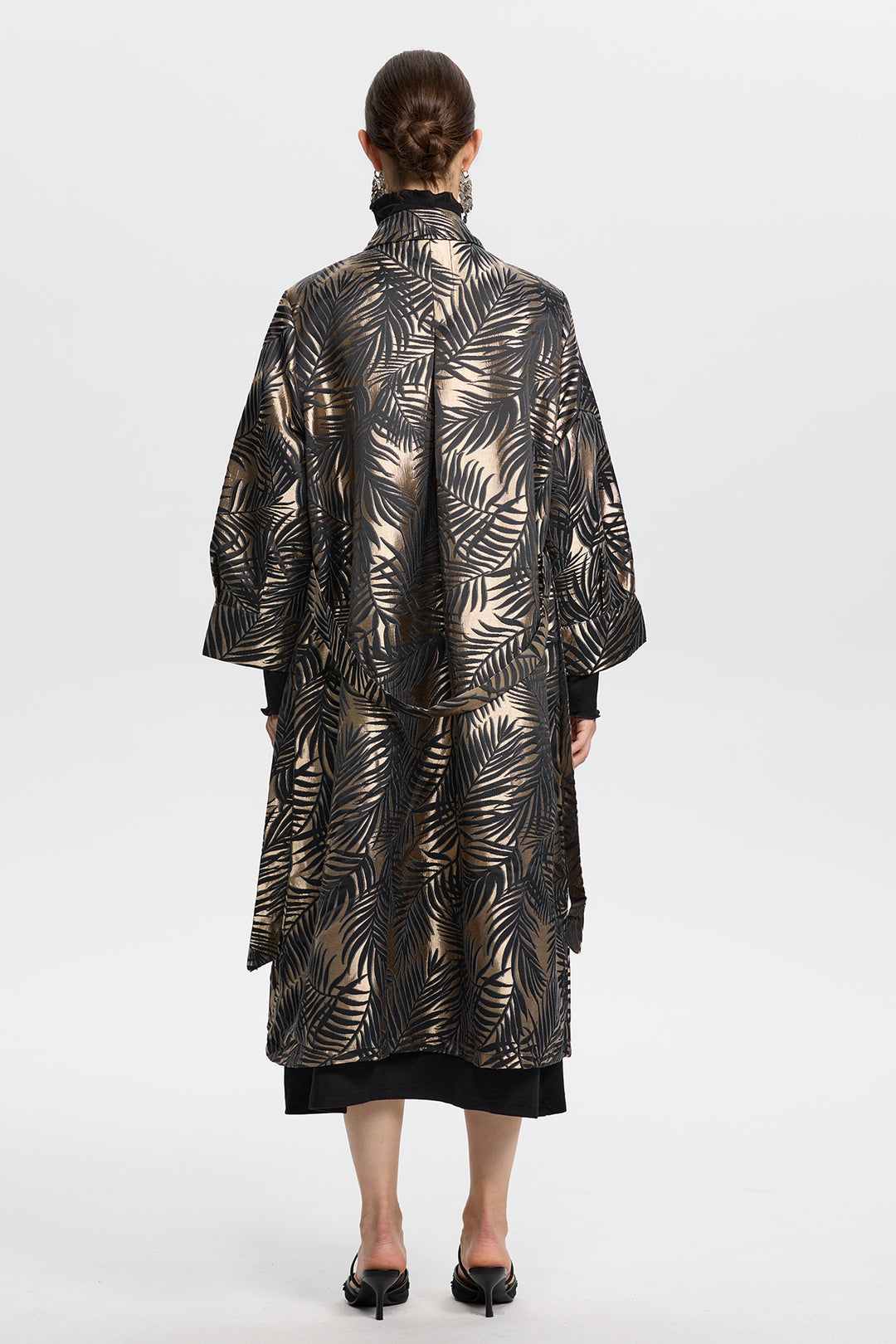 Aurora Jacquard Leaf Long Coat