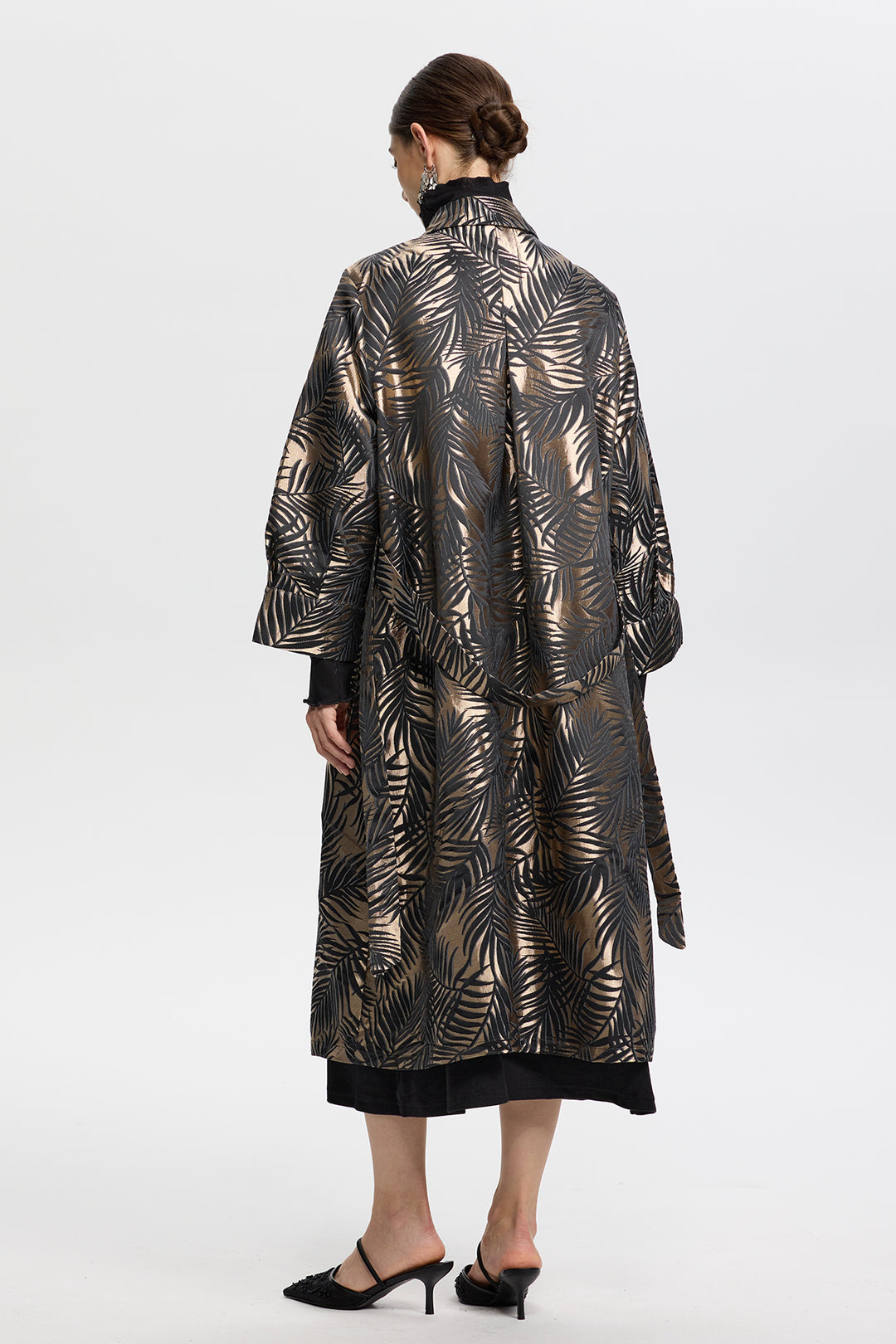 Aurora Jacquard Leaf Long Coat
