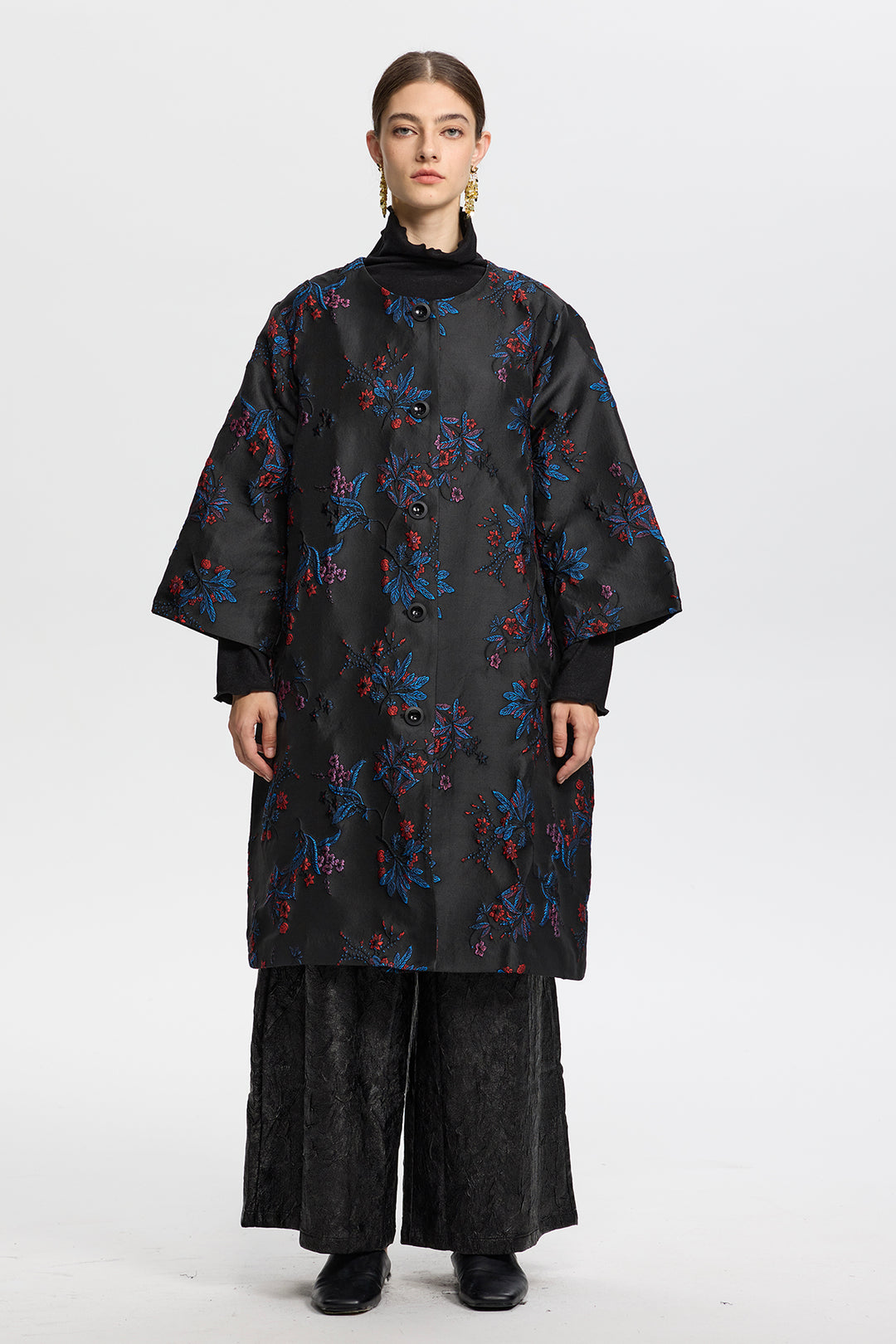 Aurelia Embroidered Jacquard Floral Coat