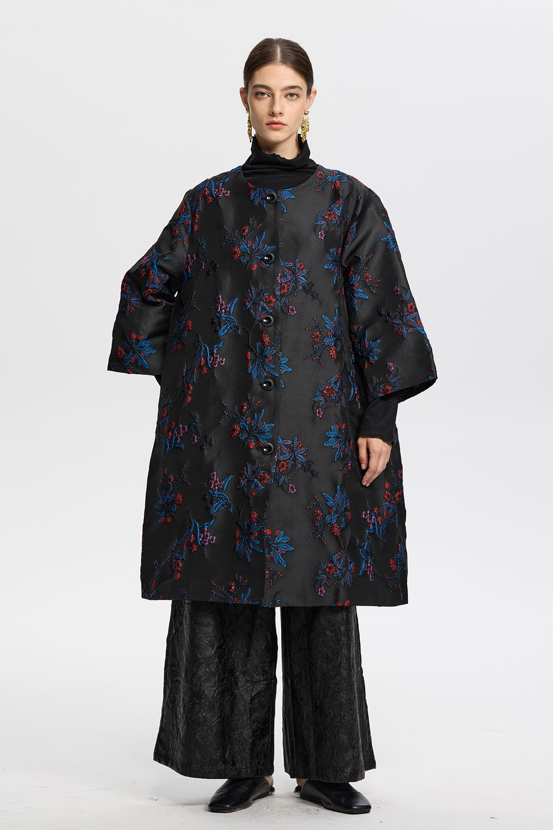 Aurelia Embroidered Jacquard Floral Coat