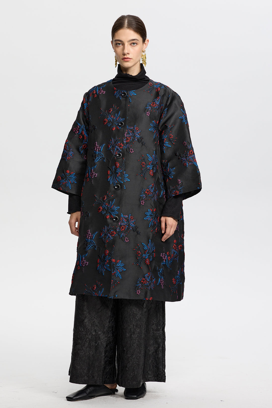 Aurelia Embroidered Jacquard Floral Coat