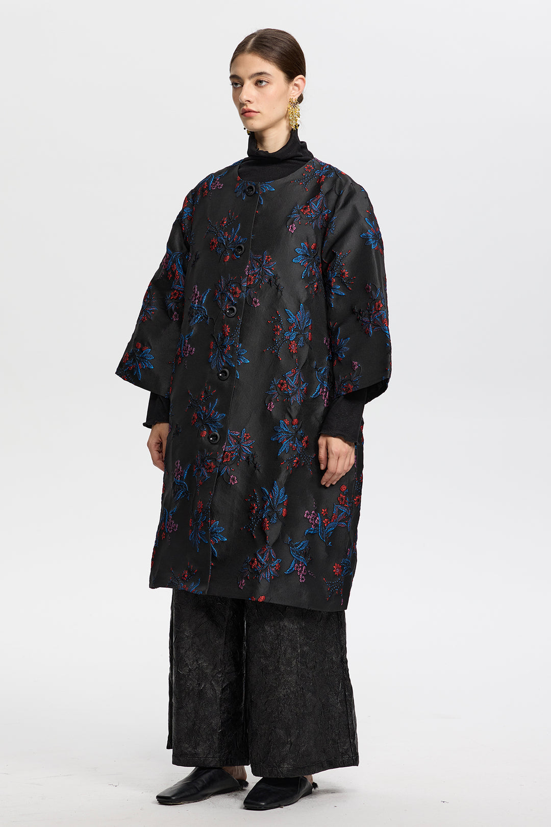 Aurelia Embroidered Jacquard Floral Coat