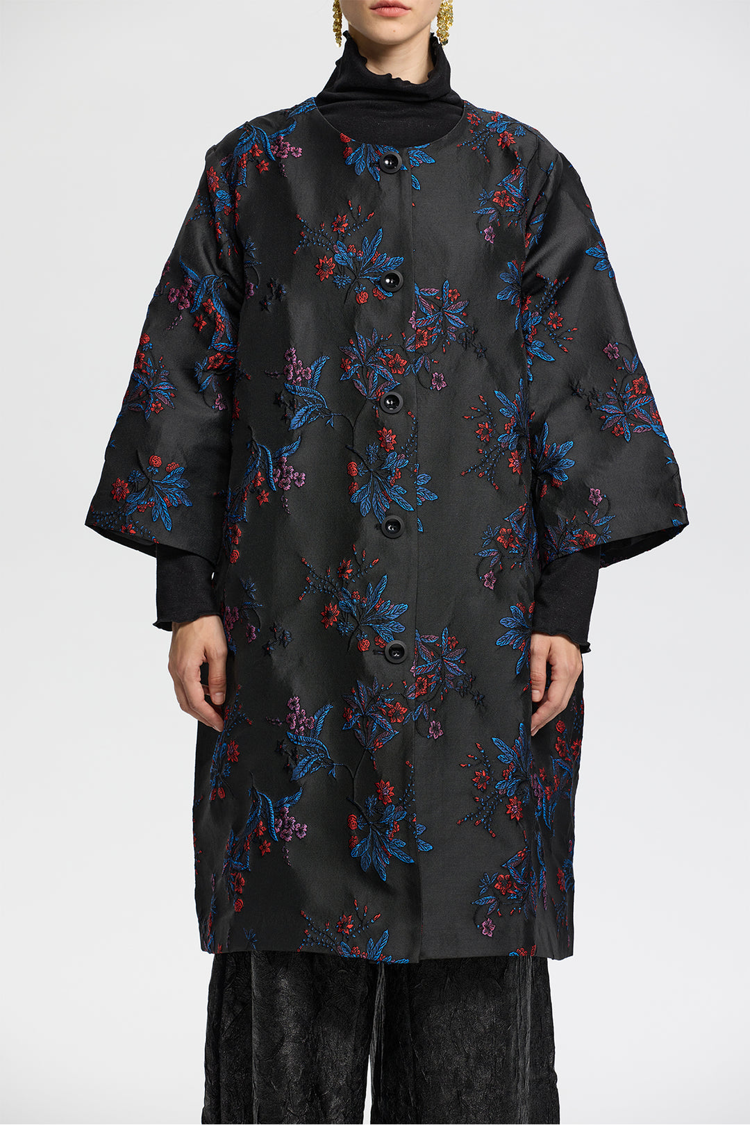 Aurelia Embroidered Jacquard Floral Coat