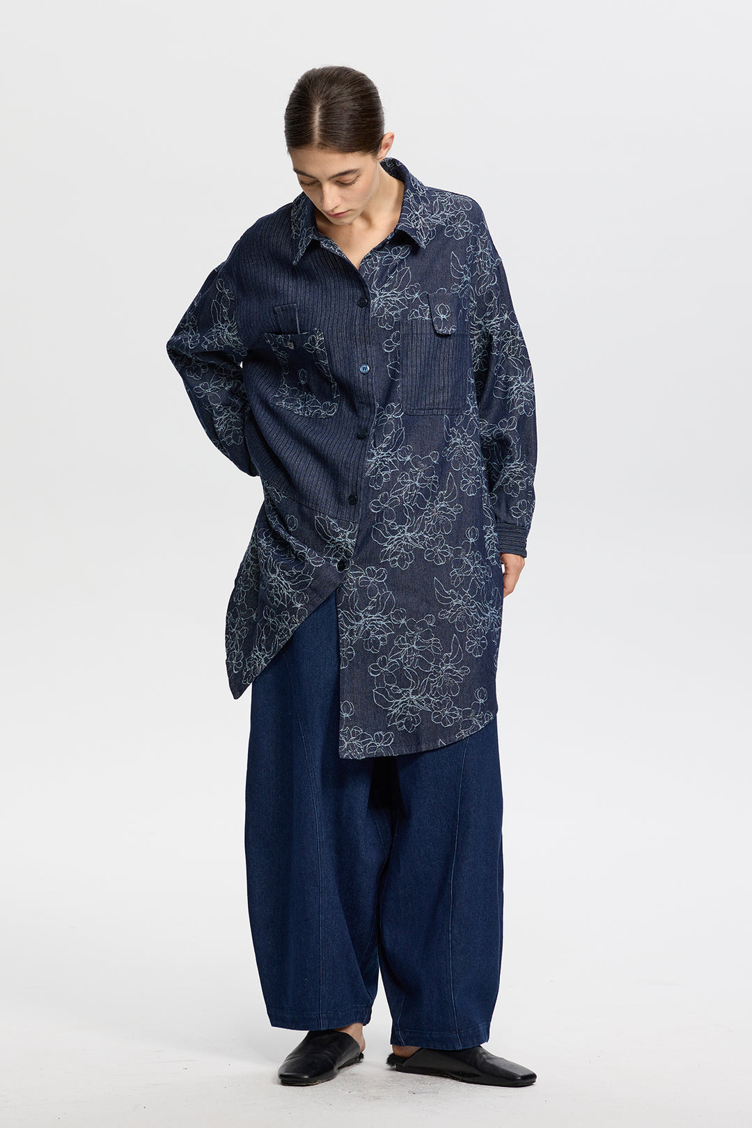 Sonia Retro Oversize Denim Shirt Blouse