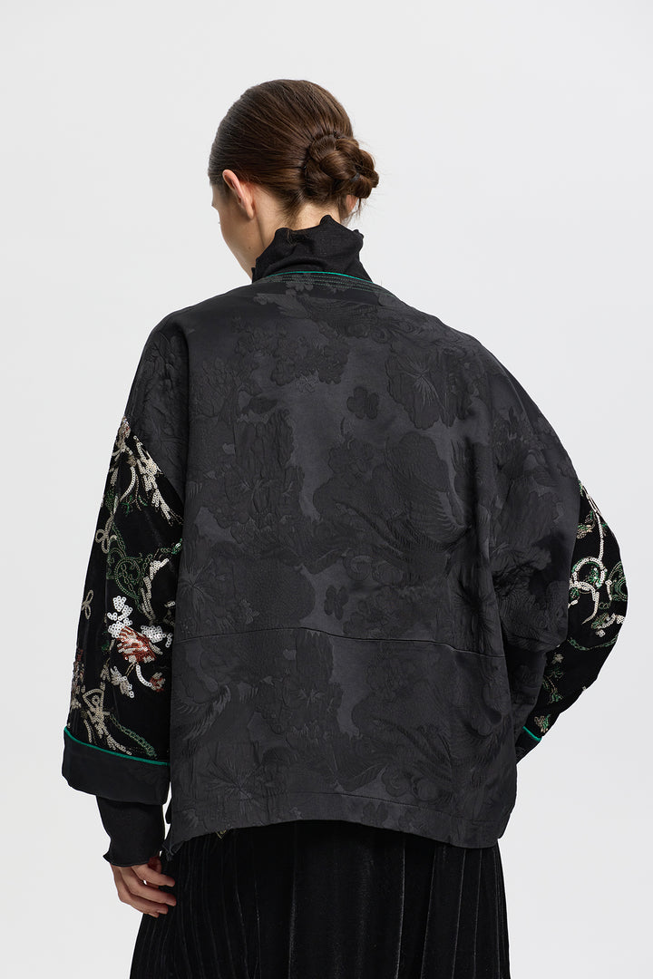 Thalassa Velvet Jacket with Embroidered Sleeves