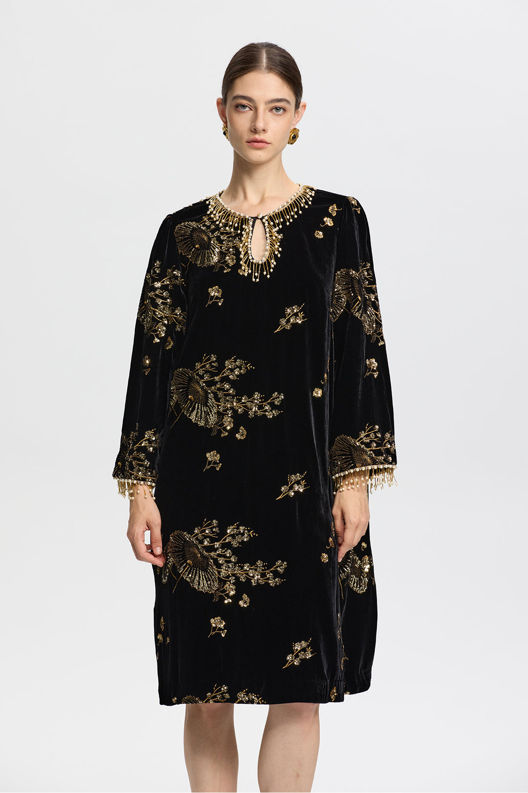 Juliet Velvet Dress with Beaded Sequin