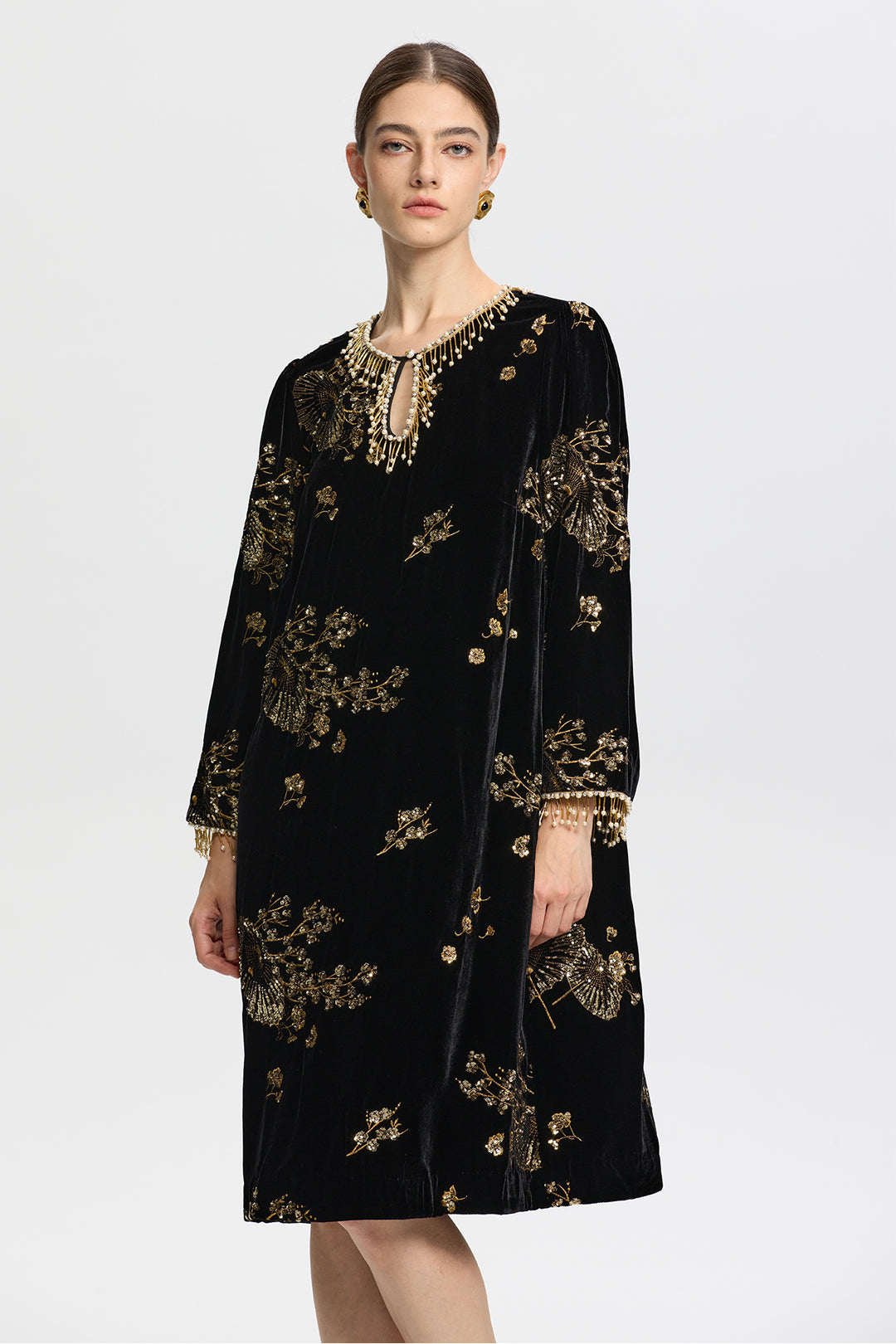 Juliet Velvet Dress with Beaded Sequin