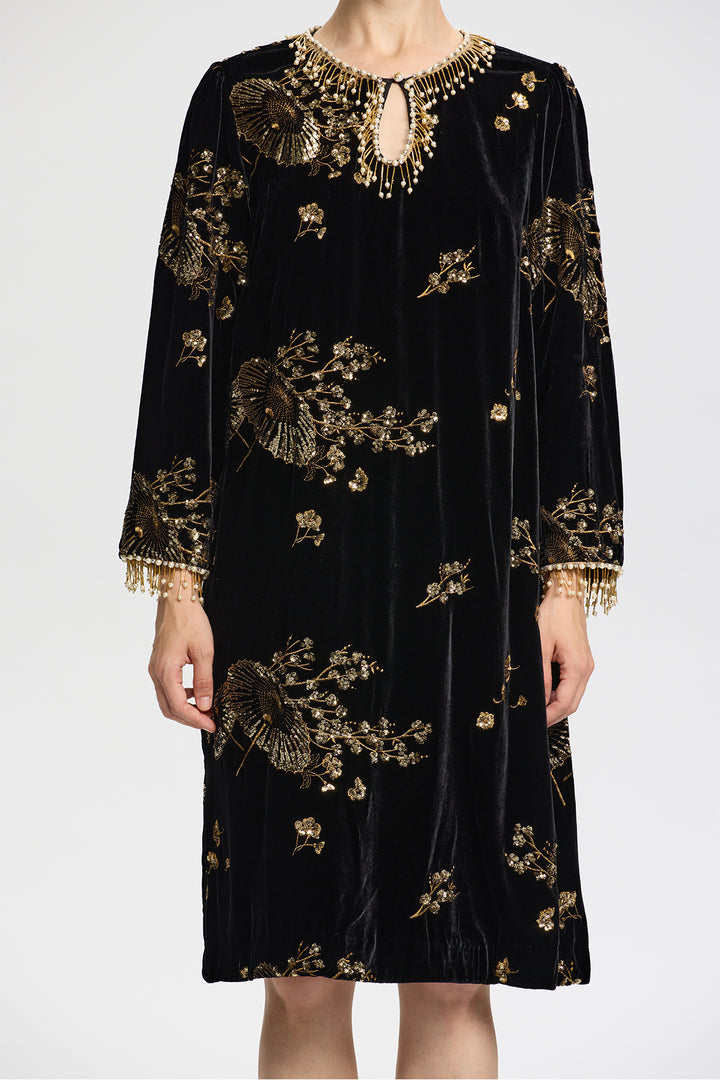 Juliet Velvet Dress with Beaded Sequin