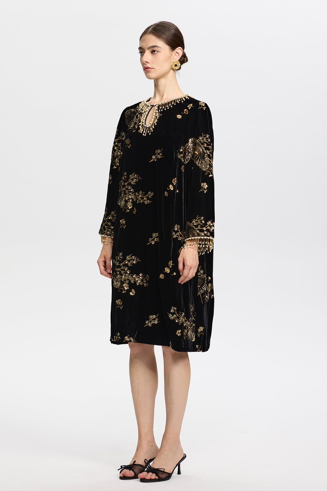 Juliet Velvet Dress with Beaded Sequin