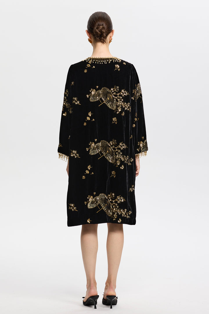Juliet Velvet Dress with Beaded Sequin