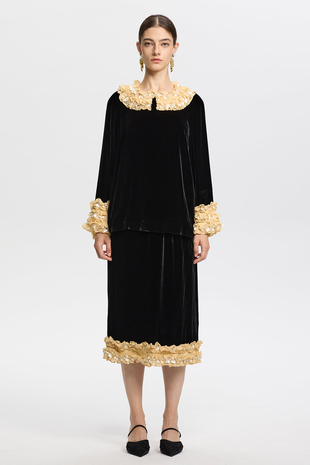 Odessa 3D Flower Velvet Two-Piece