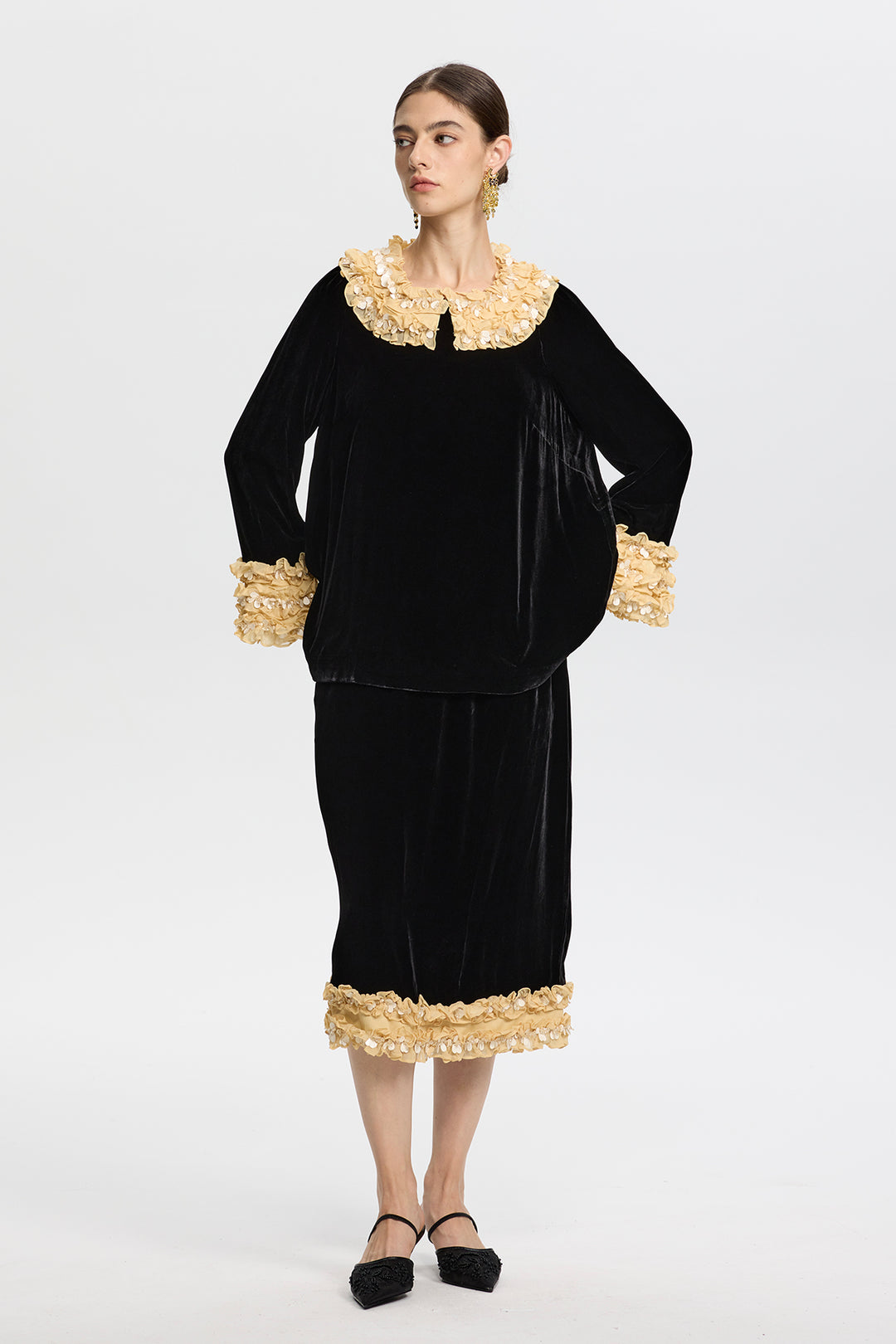 Odessa 3D Flower Velvet Two-Piece