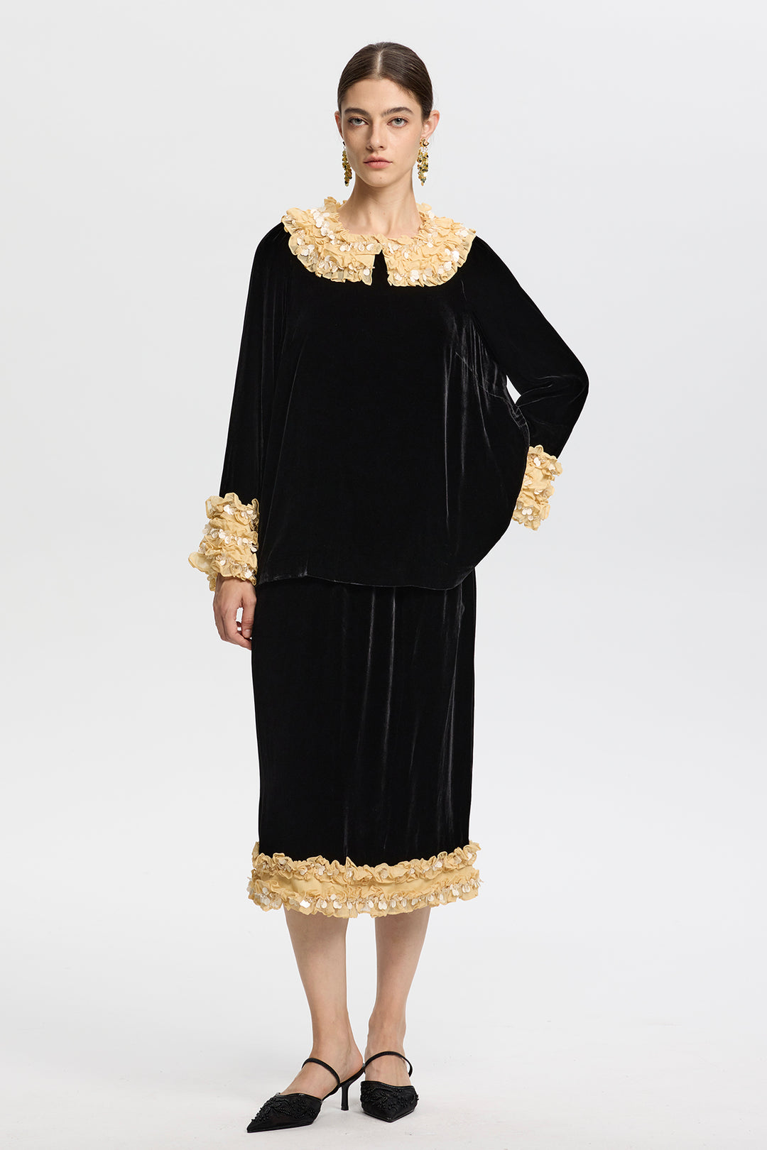 Odessa 3D Flower Velvet Two-Piece