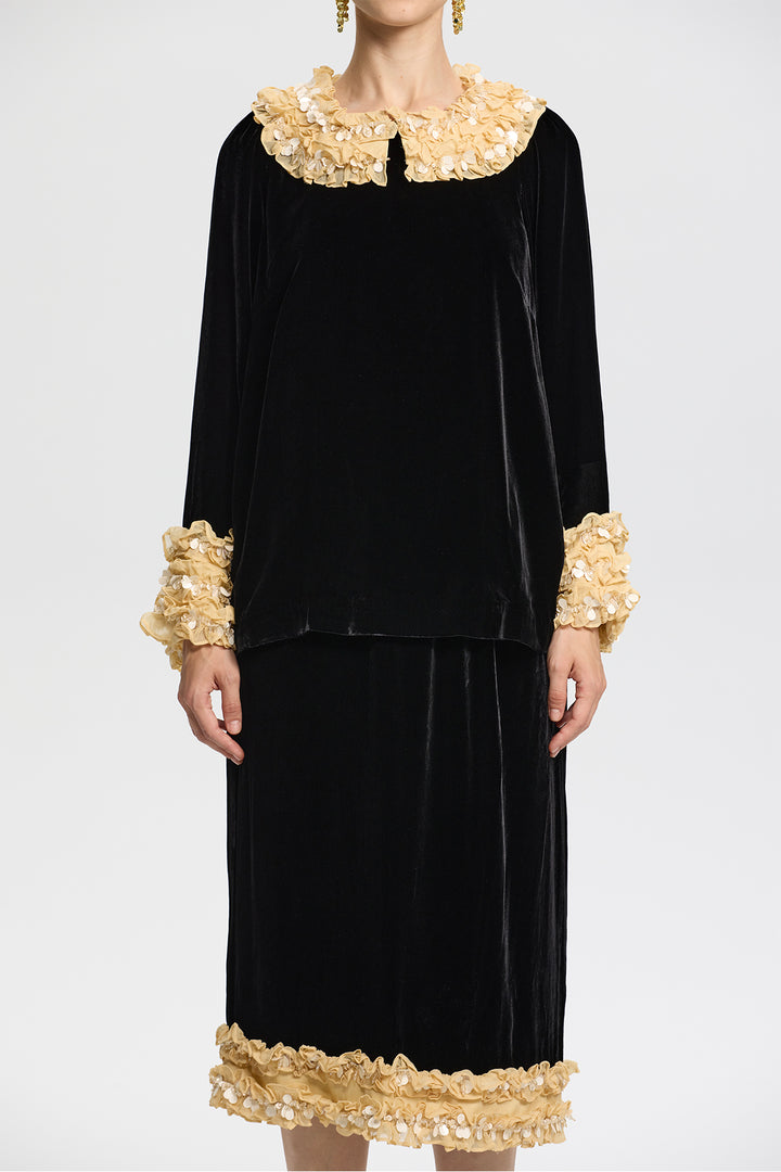 Odessa 3D Flower Velvet Two-Piece