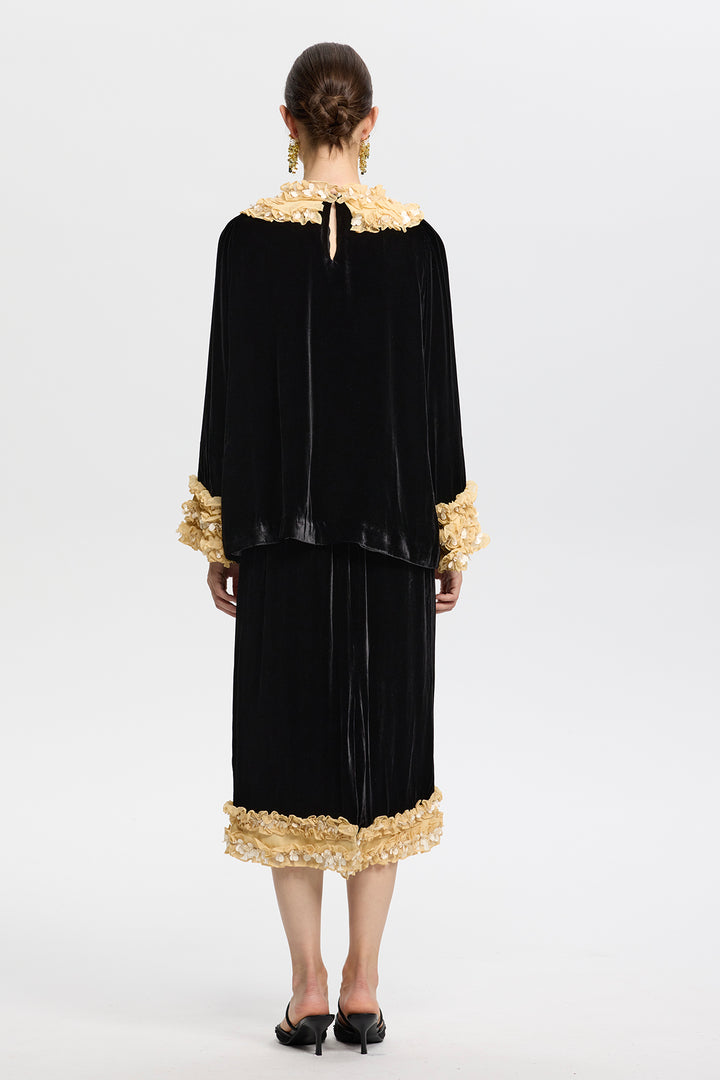 Odessa 3D Flower Velvet Two-Piece