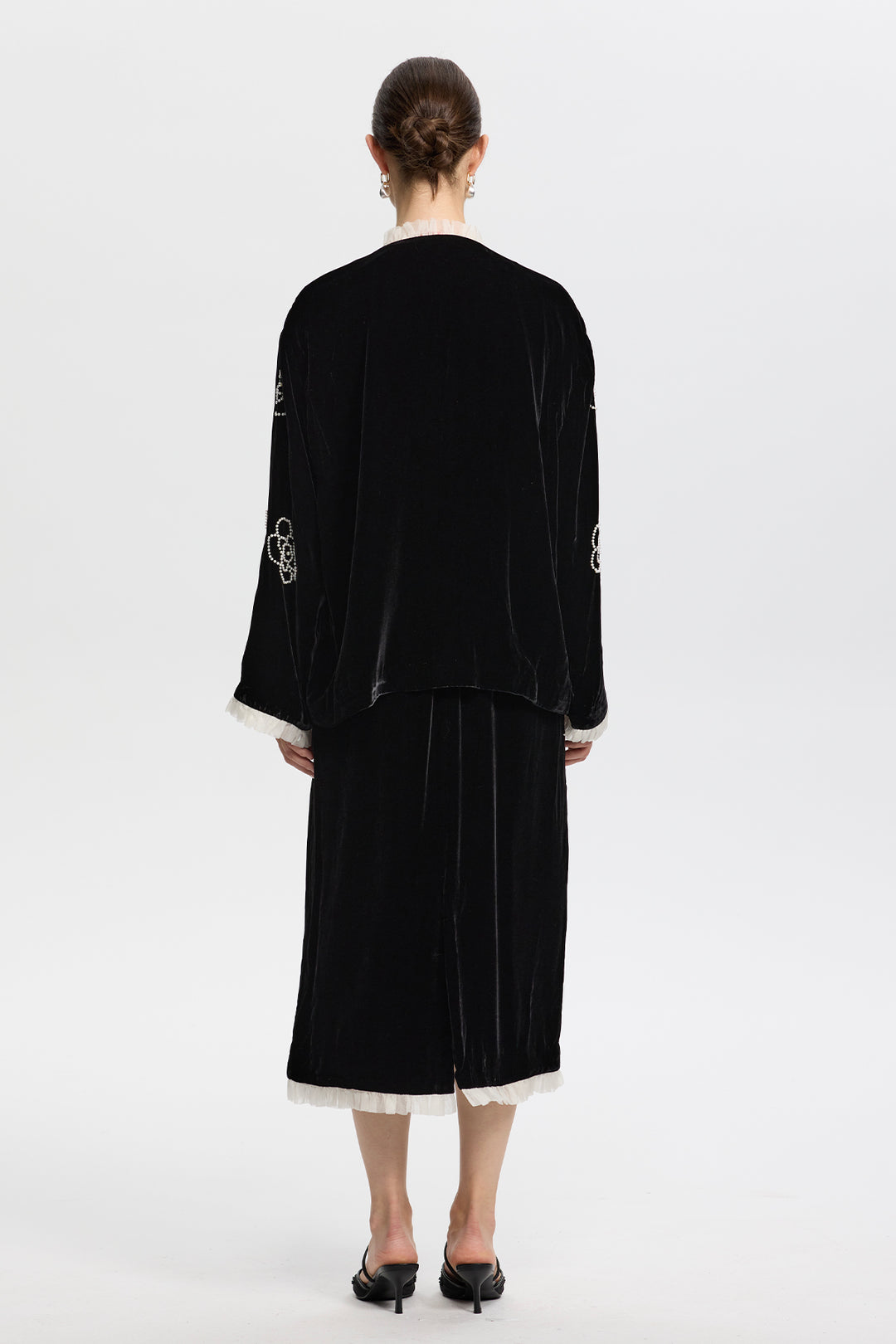 Yvaine Velvet Two-Piece with Embroidered Flowers