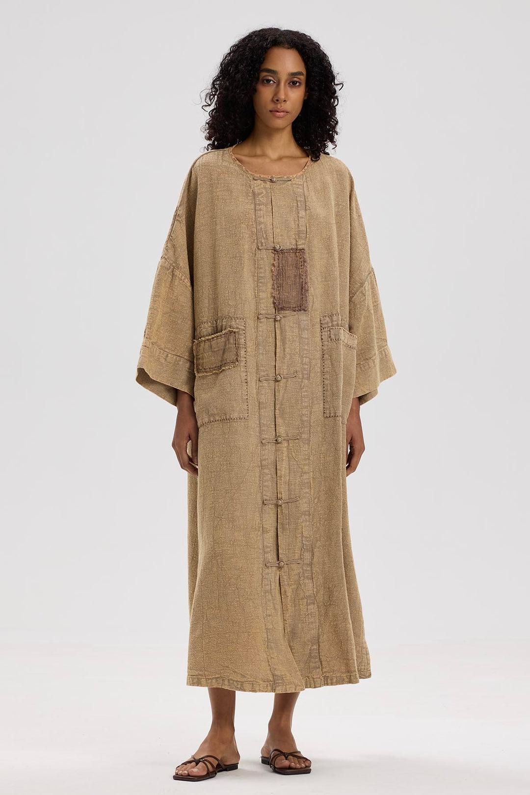 Sandra Casual Oversize Cardigan Linen Dress