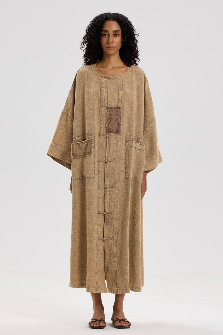 Sandra Casual Oversize Cardigan Linen Dress