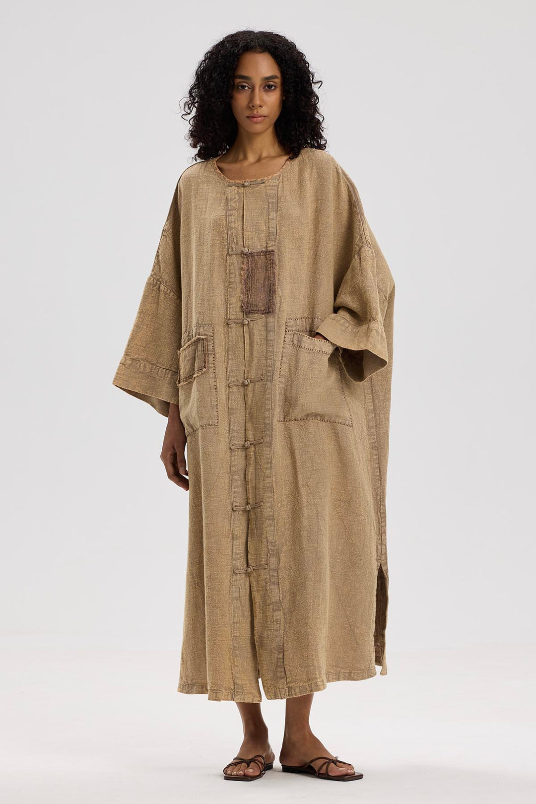 Sandra Casual Oversize Cardigan Linen Dress