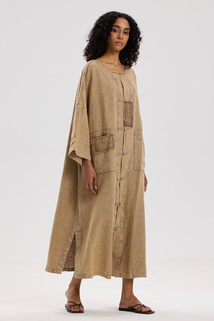 Sandra Casual Oversize Cardigan Linen Dress