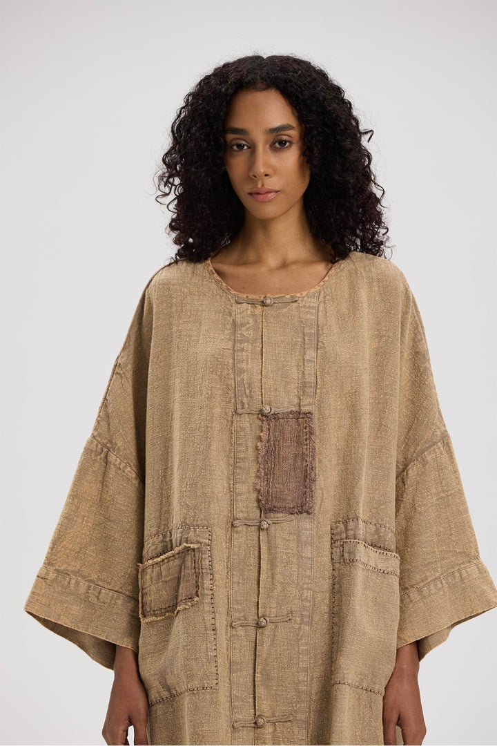 Sandra Casual Oversize Cardigan Linen Dress